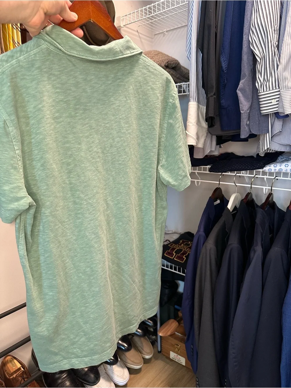 J. Crew Men's Garment-Dyed Mint Green Polo with Chest Pocket